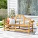 Red Barrel Studio® Kalandria Wooden Garden Outdoor Bench Wood/Natural Hardwoods in Brown | 40.6 H x 76.8 W x 23 D in | Wayfair