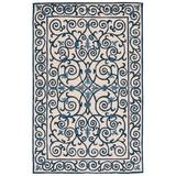 Blue/White 20 x 0.25 in Area Rug - Fleur De Lis Living Brayton Oriental Handmade Tufted Ivory/Dark Blue Area Rug Wool, | 20 W x 0.25 D in | Wayfair