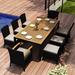 Beachcrest Home™ Laramie 9 Piece Teak Sunbrella Outdoor Dining Set w/ Cushions Wood/Teak in Brown/White | Wayfair 5A56FCF3450C45A8A03238BB62826CAF