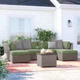 Lark Manor™ Amjad 7 Piece Sectional Seating Group w/ Cushions & Optional Sunbrella Performance Fabric Synthetic Wicker/All | Outdoor Furniture | Wayfair