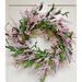 Gracie Oaks 22" Floral Wreath in Pink/Green | 22 H x 22 W x 6 D in | Wayfair A323CFC80D4F4FAD8214AEBF6DAAF316