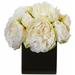 House of Hampton® Artificial Peonies Floral Arrangement in Vase Polyester/Faux Silk/Plastic/Fabric | 9 H x 8 W x 8 D in | Wayfair