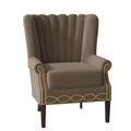 Wingback Chair - Fairfield Chair Aurora 34" Wide Tufted Slipcovered Wingback Chair Fabric in Gray/Brown | 43.5 H x 34 W x 35 D in | Wayfair