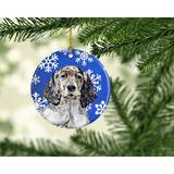 The Holiday Aisle® Australian Cattle Dog Winter Snowflake Holiday Hanging Figurine Ornament /Porcelain in Blue/White | Wayfair
