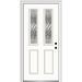 Verona Home Design Grace Painted Both Sides The Same 2-1/2 Lite 2-Panel Prehung Front Entry Door on 4-9/16" Frame in White | Wayfair ZZ3667266L