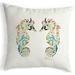 Highland Dunes Satter Betsy's Seahorses Indoor/Outdoor Lumbar Pillow Polyester/Polyfill blend in White | 12 H x 12 W x 5 D in | Wayfair