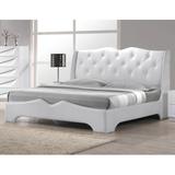 Orren Ellis Kogan Platform Bed Upholstered/Faux leather in Brown/White | 48 H x 66 W x 89 D in | Wayfair A363B0B8E22141069F3400E8555D3F53