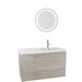 Orren Ellis Urbain 39" Wall-Mounted Single Bathroom Vanity Set w/ Mirror Wood/Ceramic in Brown/White | 23.8 H x 39.2 W x 17.7 D in | Wayfair