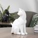 Ebern Designs Bostobrick Carved Angle Sitting Cat Modern Decor Sculpture Resin in White/Blue | 9.5 H x 6.25 W x 4.5 D in | Wayfair
