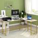 Latitude Run® Angelpreet Reversible L-Shape Desk Wood/Metal in Gray/White | 29.5 H x 65 W x 46 D in | Wayfair 1AF9FA8CC0A943E5B1D4B72677122BD9