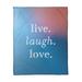 East Urban Home Faux Gemstone Live Laugh Love Quote Fleece Throw Metal in Blue | 60" W x 80" L, Medium | Wayfair 22EBBB05925844DA9F42AE5C155A3FC2