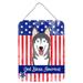 The Holiday Aisle® God Bless American Flag w/ Retriever Hanging Prints Wall Décor Metal in Blue/Gray/Red | 12 H x 16 W x 0.03 D in | Wayfair
