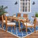 Lark Manor™ Ajoloko 7 Piece Outdoor Dining Set w/ Cushions Wood/Metal in Brown | Wayfair C247FDA5F7CF4555AE8FB4C0E3B45346