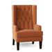 Wingback Chair - Everly Quinn Searle 30" Wide Tufted Wingback Chair Fabric in Gray/Brown | 48 H x 30 W x 34 D in | Wayfair