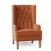 Wingback Chair - Everly Quinn Searle 30" Wide Tufted Wingback Chair Fabric in White/Brown, Size 48.0 H x 30.0 W x 34.0 D in | Wayfair
