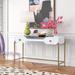 Etta Avenue™ Cusco Desk Wood/Glass/Metal in White | 30 H x 52 W x 18 D in | Wayfair 702EE364866048D4B1635FD22D5D6761