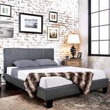 Latitude Run® Aveiro Low Profile Platform Bed Upholstered/Faux leather in Gray | 39.5 H x 57.25 W x 80.5 D in | Wayfair