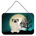 The Holiday Aisle® Halloween Scary English Bulldog Brindle Banner Metal in Green/White | 8 H x 12 W x 0.03 D in | Wayfair