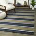 Blue/Brown 94 x 0.2 in Area Rug - Longshore Tides Mallory Striped Dark Area Rug Polypropylene | 94 W x 0.2 D in | Wayfair