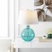 Highland Dunes Emmert 27" Bedside Table Lamp Glass/Fabric in Blue | 27 H x 17 W x 17 D in | Wayfair 5CDF64F3B808412A86D1C80048948445