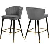 Orren Ellis Kayliah 27.3" Bar Stool Upholstered/Velvet/Metal in Gray | 36.5 H x 20 W x 21 D in | Wayfair CC4E1194C3C24D67B32CB13DE95951B9