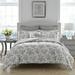 Laura Ashley Annalise Floral Bonus Comforter Set includes Shams & Decorative Pillows Polyester/Polyfill/Cotton in Gray/White | Wayfair