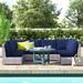 Sol 72 Outdoor™ Kordell Patio Sectional w/ Cushions All - Weather Wicker/Wicker/Rattan/Olefin Fabric Included in Blue | Wayfair