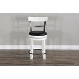 Williston Forge Meilani Swivel Bar & Counter Stool Wood/Upholstered/Leather/Metal/Faux leather in White | Counter Stool (24" Seat Height) | Wayfair