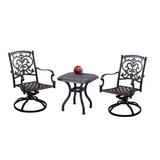 Lark Manor™ Anhar 3-Piece Patio Bistro Set w/ Cushions & 21" Square End Table Metal in Brown | Wayfair EA5FD4E609F54085804D6FA18F6F199E