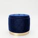 PLAYBOY Liz Accent Stool Wood/Upholstered/Velvet in Indigo/Brown | 15.75 H x 19.69 W x 19.69 D in | Wayfair 677204RQ