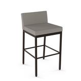 Latitude Run® Felker Counter & Bar Stool Upholstered/Leather/Metal/Faux leather in Gray/Brown | 33.25 H x 19.5 W x 21.38 D in | Wayfair