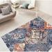 Blue/Orange 63 x 1 in Area Rug - Foundry Select Stigall Mosaique Blue/Red/Orange Rug Polypropylene | 63 W x 1 D in | Wayfair