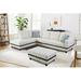 Brown/White Reclining Sectional - Latitude Run® 104" Wide Corner Sectional w/ Ottoman Linen | 35 H x 104 W x 75 D in | Wayfair