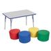 Factory Direct Partners Rectangle T-Mold Activity Table (30x48 inch), Standard Swivel Glide Legs & Round Ottomans - 5 Piece Laminate/ | Wayfair