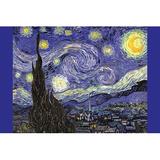 Vault W Artwork Starry Night by Vincent Van Gogh Painting Print on Wrapped Canvas in Indigo/Yellow | 20 H x 30 W x 0.5 D in | Wayfair