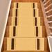 White 0.3 x 7.5 W in Stair Treads - Ebern Designs Slip Resistant Machine Washable Solid Bordered Low Pile Stair Treads Synthetic Fiber | Wayfair