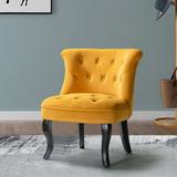 Side Chair - Etta Avenue™ Grenier Traditional Velvet Upholstered Wingback Side Chair w/ Button-Tufted in Yellow | Wayfair