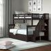 Mercedes Twin Over Full 3-Drawer Standard Bunk Bed w/ Shelves by Three Posts™ Baby & Kids Wood in Brown/Green | Wayfair