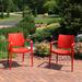 Ebern Designs Alawna Stacking Patio Dining Armchair Plastic/Resin in Red | 31.5 H x 21.75 W x 21 D in | Wayfair 09F88CB9D2DB4447A5AA79FB5994D66D