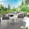 Stance 7 Piece Outdoor Patio Aluminum Dining Set by Modway Stone/Concrete/Glass/Plastic/Metal in Gray/White | Wayfair EEI-3185-WHI-NAV-SET