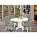 East West Furniture Butterfly Leaf Rubberwood Solid Wood Dining Set Wood/Upholstered in Brown/Green/White | 30 H in | Wayfair AVEL5-LWH-07