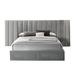 Benjara King Size Vertically Stitched Headboard w/ 2 Drawers Footboard, Black Upholstered in Gray | 48 H x 4.75 W x 129 D in | Wayfair BM218944