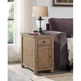 Balsam 25" Tall Solid Wood End Table w/ Storage & Built-In Outlets Wood in Brown Laurel Foundry Modern Farmhouse® | 25 H x 16 W x 24 D in | Wayfair