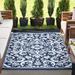 Black 45 x 0.25 in Area Rug - Fleur De Lis Living Nebraska Floral Navy Indoor/Outdoor Area Rug Polypropylene | 45 W x 0.25 D in | Wayfair