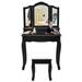House of Hampton® Sindelar Vanity Set w/ Stool & Mirror Wood in Black | 57 H x 35 W x 16 D in | Wayfair E4BAEA2E542649ABAFCC72EA33ED1D0D