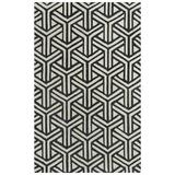 Black/White 60 x 0.05 in Area Rug - George Oliver Sneed Geometric Handmade Tufted Wool Black Area Rug Wool | 60 W x 0.05 D in | Wayfair