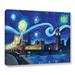 Winston Porter Starry Night London Parliament - Painting Print on Canvas in Blue/Brown/Yellow | 14 H x 18 W x 2 D in | Wayfair
