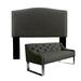 Winston Porter Romeoville Panel Headboard & Matching Bench Set Upholstered/Metal/Polyester in Gray | 64.5 W in | Wayfair