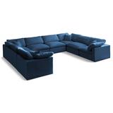 Blue Sectional - Latitude Run® Atis 140" Wide Velvet Symmetrical Sectional Velvet | 32 H x 140 W x 105 D in | Wayfair