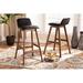 Corrigan Studio® Gowen Bar & Short Stool Wood/Upholstered/Leather in Black/Brown | 35.8 H x 16.5 W x 16.5 D in | Wayfair